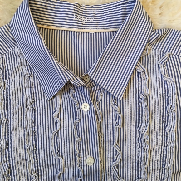 J. Crew | striped ruffle tuxedo button down shirt - Picture 3 of 5